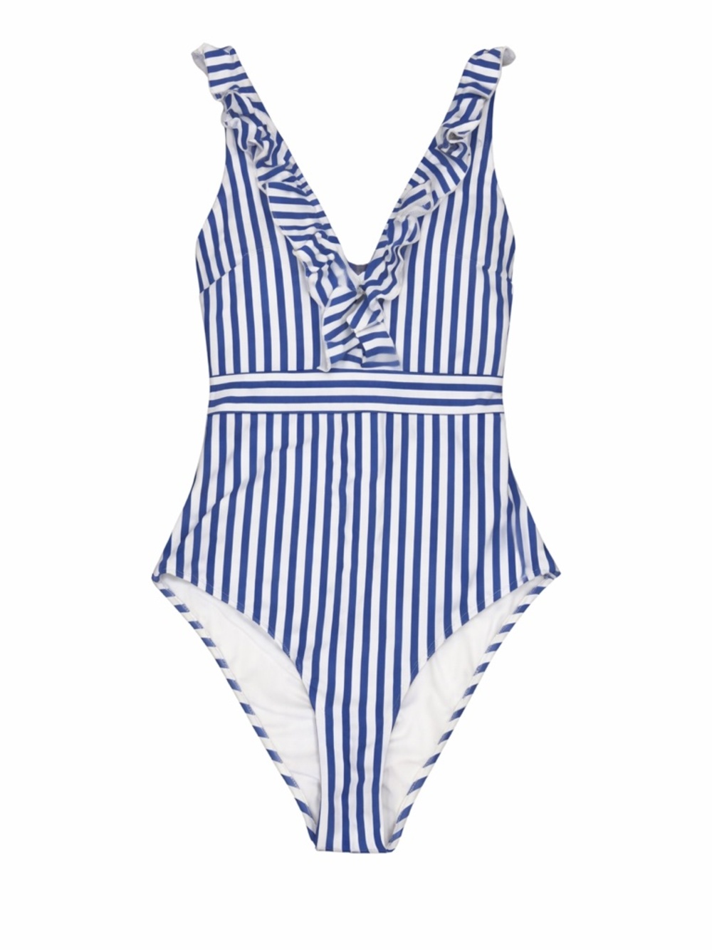 Cupshe Blue White Striped One Piece Swimsuit Ring Detail NWT Medium